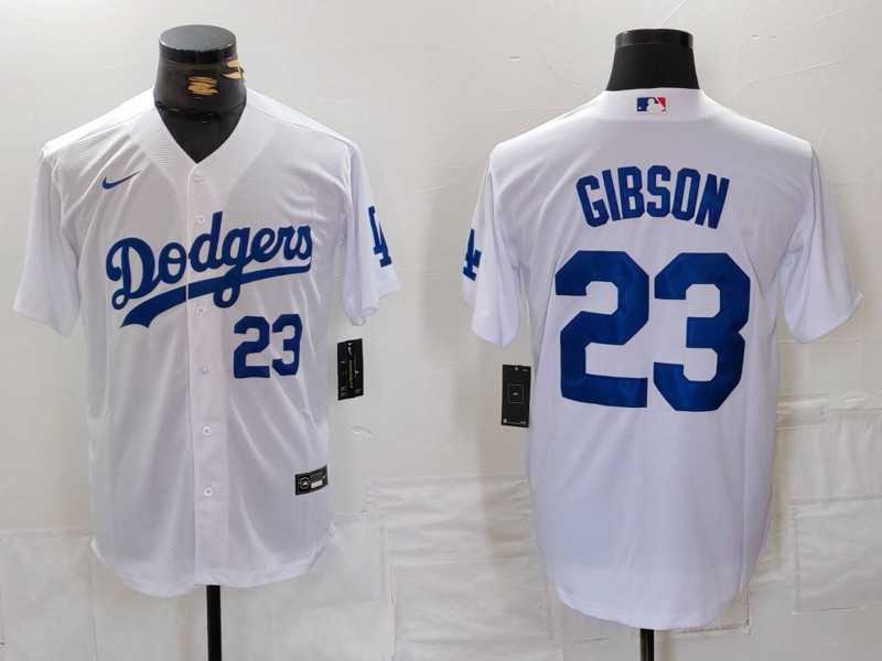Men%27s Los Angeles Dodgers #23 Kirk Gibson Number White Cool Base Stitched Jerseys->los angeles dodgers->MLB Jersey